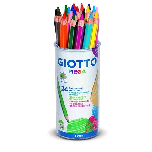 Giotto Mega Barattolo Pastelloni Giganti 5.5mm Verniciati Nel Colore della Mina Conf 24 Pz.