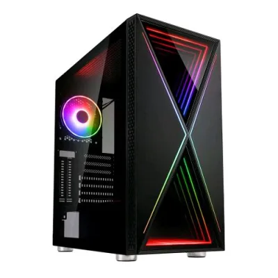 Kolink Void x Case ARGB Middle Tower Minitx Matx ATX e-ATX No Power Pannello Frontale con Illuminazione RGB Pannello Laterale in Vetro Temperato Nero