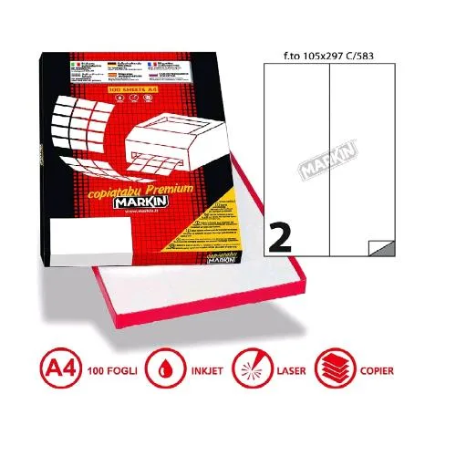 Markin Conf 200 Etichette Adesive 105X297 mm Bianco
