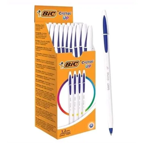 BIC Cristal Up Penna a Sfera Blu Punta Media Fusto Bianco Conf 20 Pz.