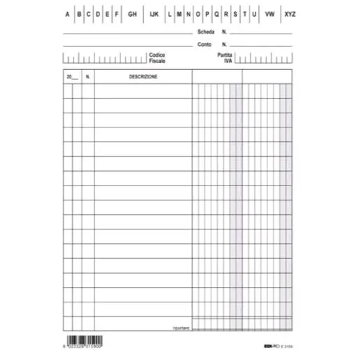 Edipro Schede Dare Avere Saldo 2 Colonne 12X17 cm Conf 100 Pz.
