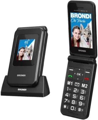Brondi Amico Speciale 4G Dual SIM 2.8" Clamshell Tasto Sos Volume Potenziato 4G LTE Italia Black Metal