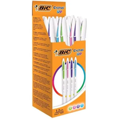 BIC Cristal Up Penna a Sfera Col. Assortiti Punta Media Fusto Bianco Conf 20 Pz.
