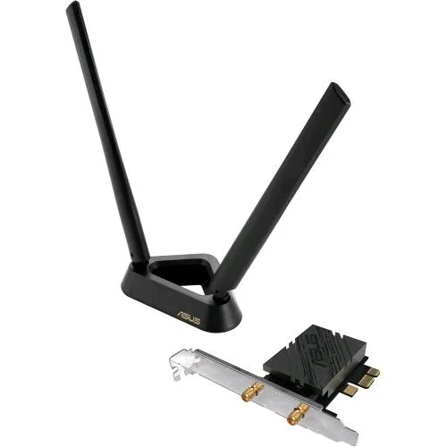 ASUS Pce-BE92BT Adattatore PCI-E Wi-Fi 7, 2 Antenne Esterne e Base Magnetizzata, Compatibile con 6GHz, 320MHz, Bluetooth 5.4, WPA3, Compatibile Solo con Schede Madri Intel