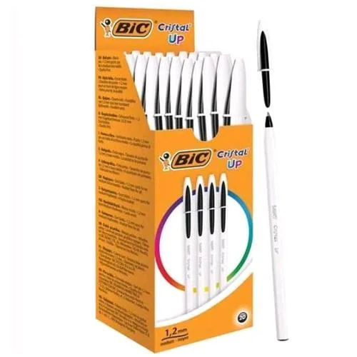 BIC Cristal Up Penna a Sfera Nera Punta Media Fusto Bianco Conf 20 Pz.