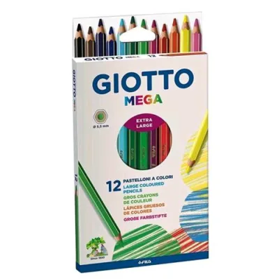 Giotto Mega Pastelli Giganti 5.5mm Verniciati Nel Colore della Mina Conf 12 Pz.