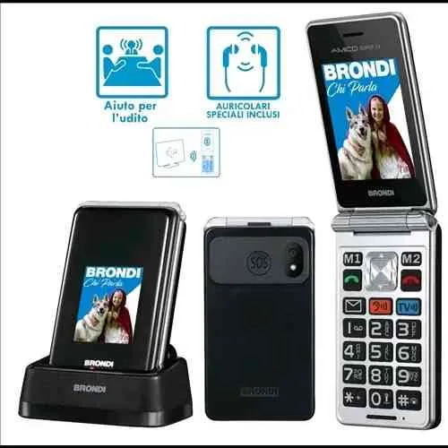 Brondi Amico Super TV Dual SIM 4G 2.8" Clamshell per Anziani Fli Attivo Tasto Sos Controllo Remoto per la Gestione a Distanza dei Familiari Audio TV Sul Telefono Via Bluetooth Gunmetal Grey