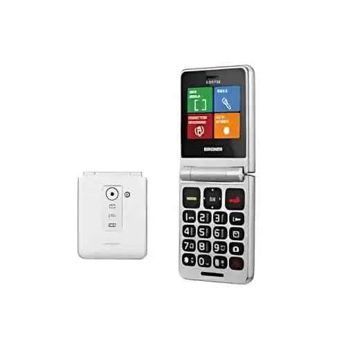 Brondi Flipper Dual SIM 2.4" Clamshell Flip Attivo 3 Pulsanti Accesso Rapido 9 Memorie per Chiamate Rapide USB-C Italia White Metal