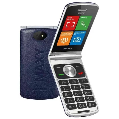 Brondi Maxy Dual SIM 2.8" Clamshell Flip Attivo Tasti Retroilluminati Memorie Dirette da 2 A 9 Chiamata Rapida Italia Dark Blue