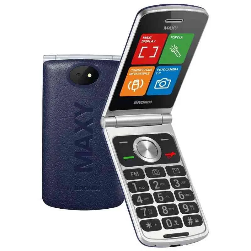 Brondi Maxy Dual SIM 2.8" Clamshell Flip Attivo Tasti Retroilluminati Memorie Dirette da 2 A 9 Chiamata Rapida Italia Dark Blue
