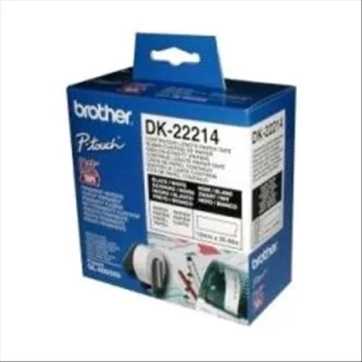 Brother Nastro Adesivo Nero Bianco 12 mm DK-22214