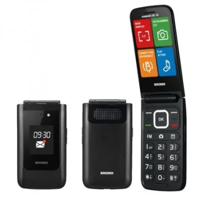 Brondi Magnum XXL 4G Dual SIM 3.2" Clamshell Flip Attivo Tasti Retroilluminati Memorie Dirett da 2 A 9 4G Italia Gunmetal Grey