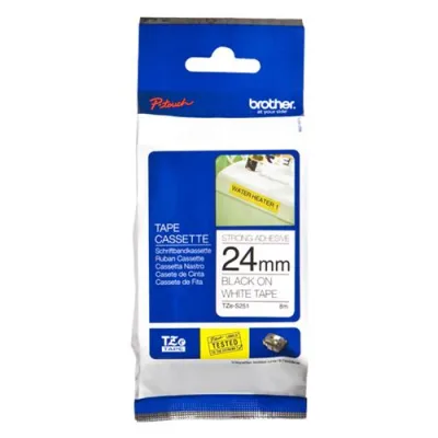 Brother Nastro Adesivo Tipo TZ 24mm x 8m Adesivo Colore Bianco Stampa Nero
