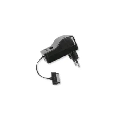 Retrak Apple 30 Pin Caricabatterie da Rete Retrattile 80 cm 2.1A Nero