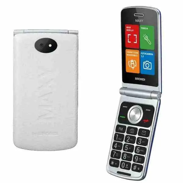 Brondi Maxy Dual SIM 2.8" Clamshell Flip Attivo Tasti Retroilluminati Memorie Dirette da 2 A 9 Chiamata Rapida Italia Bianco