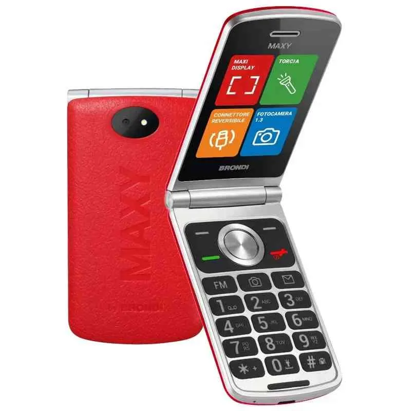 Brondi Maxy Dual SIM 2.8" Clamshell Flip Attivo Tasti Retroilluminati Memorie Dirette da 2 A 9 Chiamata Rapida Italia Red