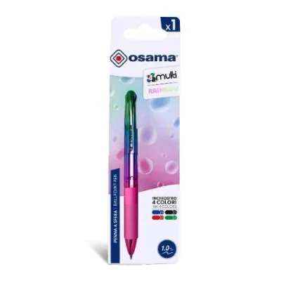 Osama 4MULTI Neon Penna a Sfera a Scatto 4 Colori Tratto 1 mm Inchiostro Colori Assortiti Conf 12 Pz. Rainbow