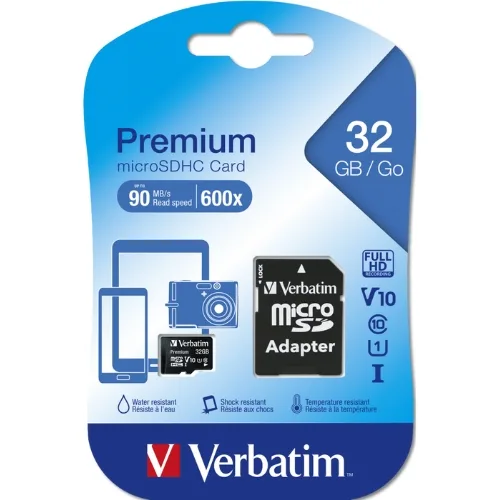 Verbatim Micro SD HC 32GB Classe 10 con Adattatore SD