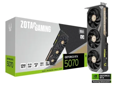 Zotac Gaming Geforce RTX 5070 Solid Oc 12GB GDDR7 DLSS4 Triple Fan Pcie 5.0 16X - 1 x HDMI 3 x Displayport