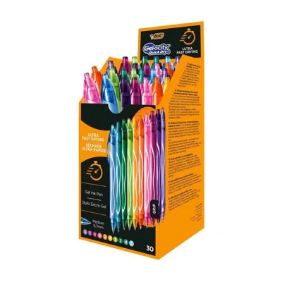 BIC Gel-Ocity Quick DRY Penna a Sfera a Scatto Inchiostro Gel Punta Media Colori Assortiti Conf. 30 Pz.