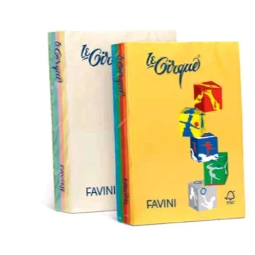 Cartotecnica Favini le Cirque Tenui Mix Risma da 250 Fogli 160 g 21 x 29.7 cm A4 5 Colori Assortiti
