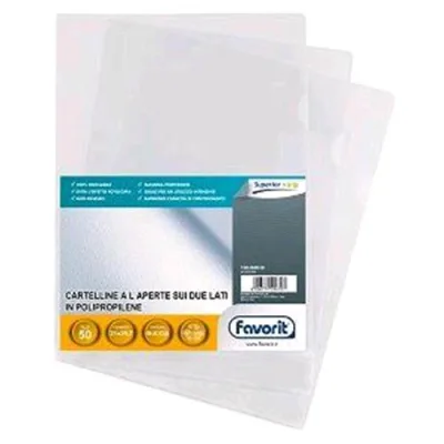 Favorit Pratic 78 Buste a L in PP CM 21X29.7 A4 Buccia D'arancio Trasparente Conf 50 Pz.