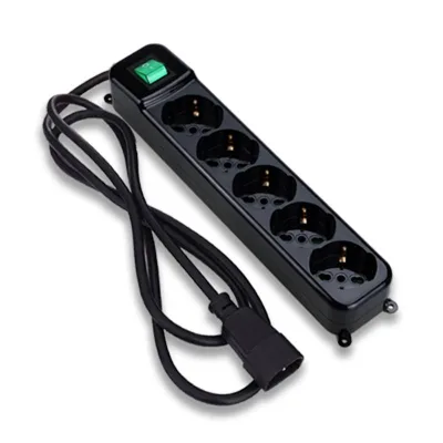 Tecnoware FMP5IECIG Multipresa per UPS Spina Iec/Vde con 5P Schuko/ITA Bipasso + Interruttore Cavo 1.5 m Nero