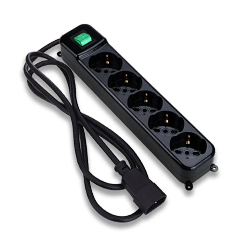Tecnoware FMP5IECIG Multipresa per UPS Spina Iec/Vde con 5P Schuko/ITA Bipasso + Interruttore Cavo 1.5 m Nero