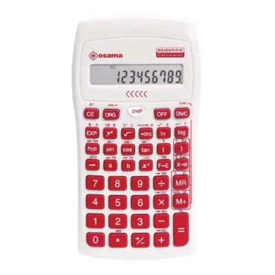 Osama Becolor Calcolatrice Scientifica 10 Cifre a Batterie con Custodia Bianco Rosso