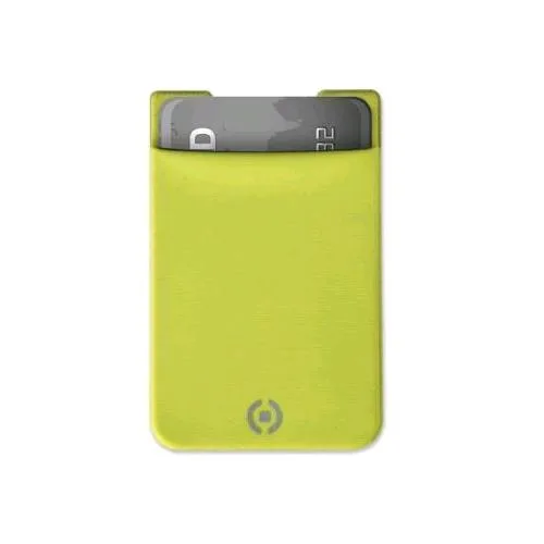 Celly Tasca Adesiva per Smartphone in Tessuto Giallo
