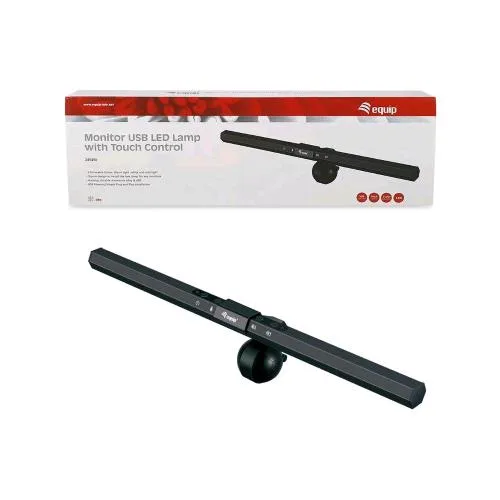 Equip 245450 Lampada LED per Monitor USB con Touch Control 3 Colori Dimmerabili Angolo della Lampada Regolabile Black