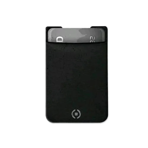 Celly Tasca Adesiva per Smartphone in Tessuto Nero