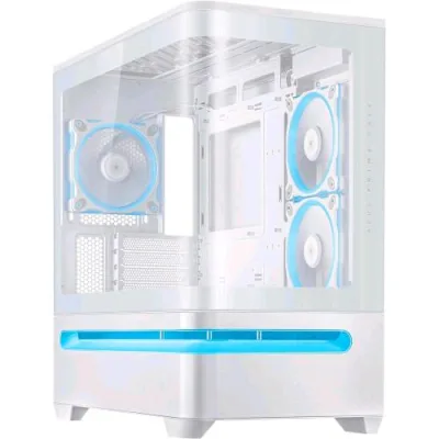 ASUS Prime AP202 TG ARGB Case Matx Pannelli Tool-Free Supporto per Dissipatori da 360mm Schede Grafiche da 420mm e Alimentatori da 200mm 3 Ventole ARGB Integrate, Porta USB-C, Bianco