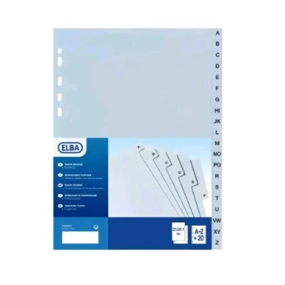 ELBA Intercalare Alfabetico a-Z in PP 150X210 mm Foratura Universale 20 Tacche Colori Assortiti