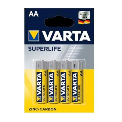 Varta Superlife Batteria Zinco Carbone Stilo AA 1.5 V Conf 4 Pz.