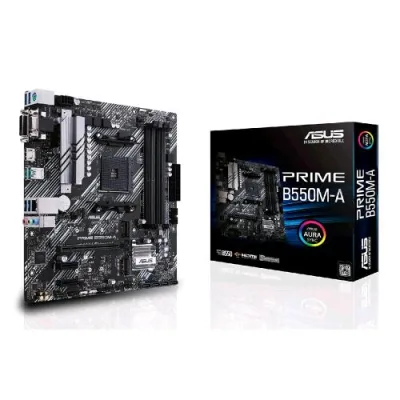 ASUS Prime B550M-A Scheda Madre ATX AMD B550 AM4 Dual M.2 Pcie 4.0 1 GB LAN HDMI D-Sub DVI SATA 6 Gbps USB 3.2 Connettori RGB Aura Sync