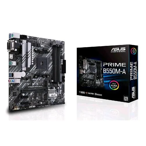 ASUS Prime B550M-A Scheda Madre ATX AMD B550 AM4 Dual M.2 Pcie 4.0 1 GB LAN HDMI D-Sub DVI SATA 6 Gbps USB 3.2 Connettori RGB Aura Sync