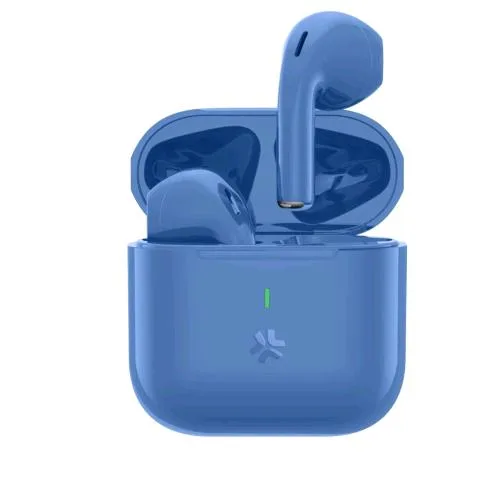 Celly Compact Auricolari True Wireless Bluetooth 5.3 Touch USB-C con Custodia di Ricarica Cavo e Laccetto Incluso Blu