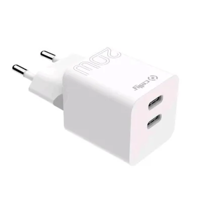 Celly TC2USBC20WWH Caricabatterie da Rete 2USB-C 20W White