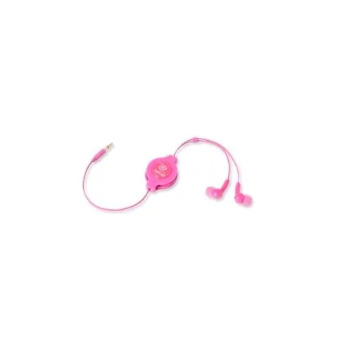 Retrak Auricolare Stereo Retrattile per MP3 Jack 3.5 mm Rosa