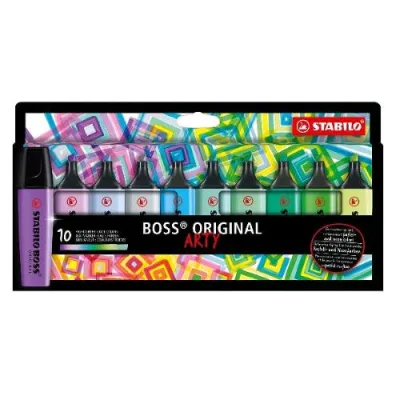Stabilo Boss Original Arty Evidenziatore Punta a Scalpello 2/5 mm Colori Freddi Assortiti Conf 10 Pz.