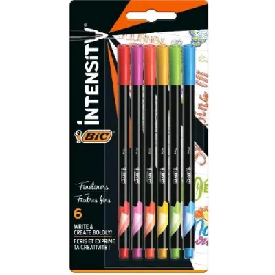 BIC Intensity Penna Punta in Fibra Ad Ago 0.4 mm Colori Assortiti Conf 6 Pz.