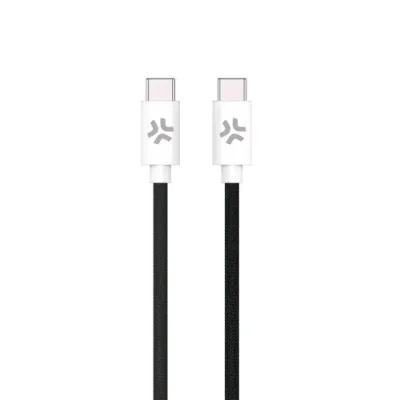 Celly Cotton Cavo USB-C Maschio-Maschio in Cotone Intrecciato Power Delivery 60 W 1.5 m Nero-Bianco