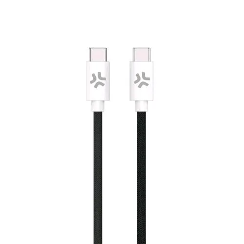 Celly Cotton Cavo USB-C Maschio-Maschio in Cotone Intrecciato Power Delivery 60 W 1.5 m Nero-Bianco