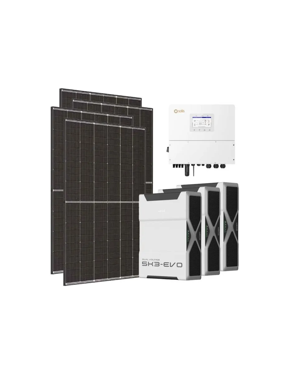 Kit fotovoltaico trifase 12740W inverter 12kW Solis litio 15.66kWh Weco EVO 5k3