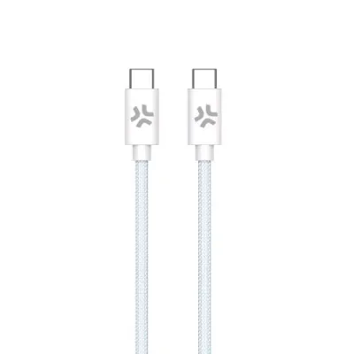Celly Cotton Cavo USB-C Maschio-Maschio in Cotone Intrecciato Supporta Carica Rapida 60 W 1.5 m Azzurro