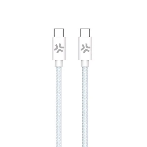 Celly Cotton Cavo USB-C Maschio-Maschio in Cotone Intrecciato Supporta Carica Rapida 60 W 1.5 m Azzurro