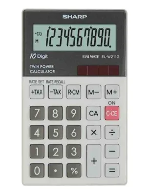 Sharp ELW211GGY Calcolatrice Tascabile 10 Cifre Col. Grigio