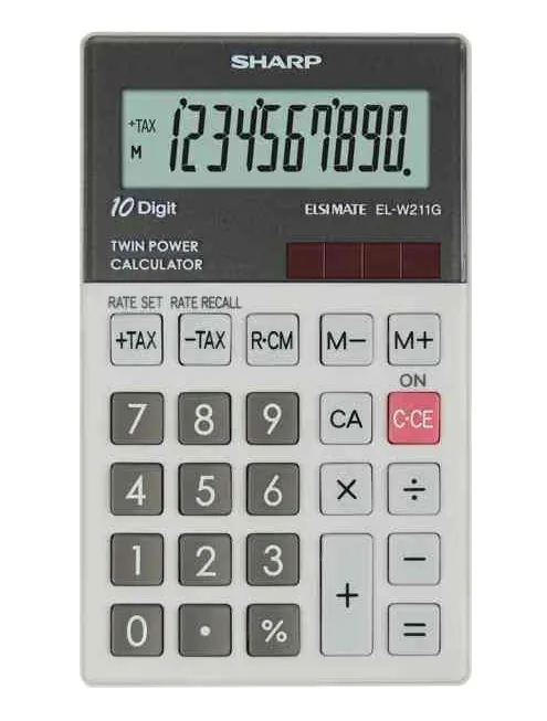 Sharp ELW211GGY Calcolatrice Tascabile 10 Cifre Col. Grigio