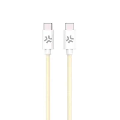Celly Cotton Cavo USB-C Maschio-Maschio in Cotone Intrecciato Supporta Carica Rapida 60 W 1.5 m Giallo Chiaro
